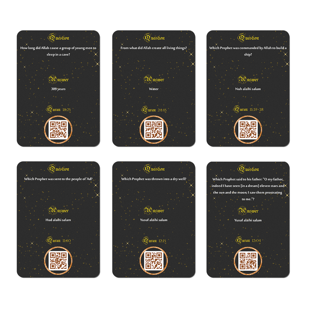 Quran Quiz Cards for friends and family - includes own app (Theme: History)